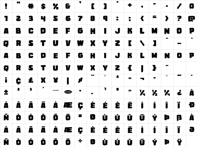 Marsh Thing Expanded Expanded  glyph index