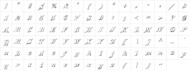 Fictive10 Regular  glyph index