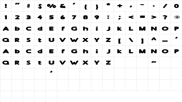 Sham ExtraBold  glyph index