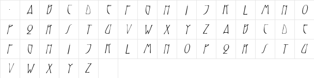 TrilliumCapsSSK Italic  glyph index