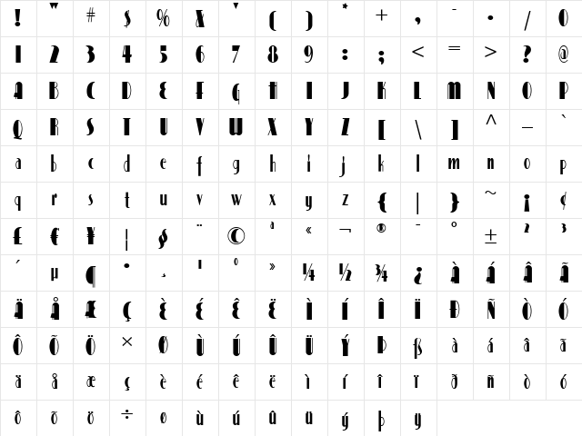 PicturePostcardNF Medium  glyph index