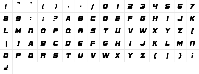 SF Sports Night NS Regular  glyph index