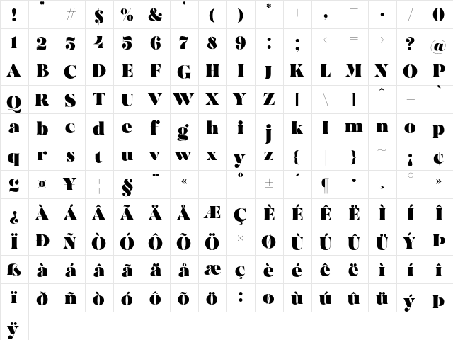 MADE Bruno Regular  glyph index