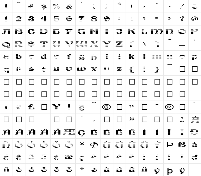 FZ JAZZY 19 STRIPED EX Medium  glyph index