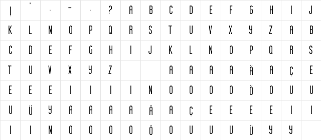 Galata Sans Regular  glyph index