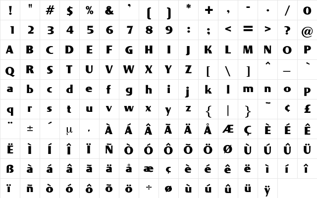 Isfahan Regular  glyph index