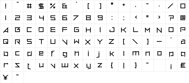 Vermin Vore Regular  glyph index