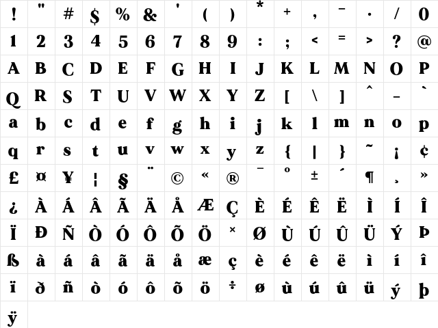 MADE Mirage Black  glyph index