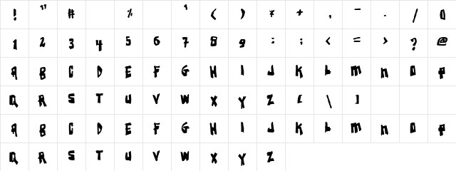 Heavy Tiffany Regular  glyph index