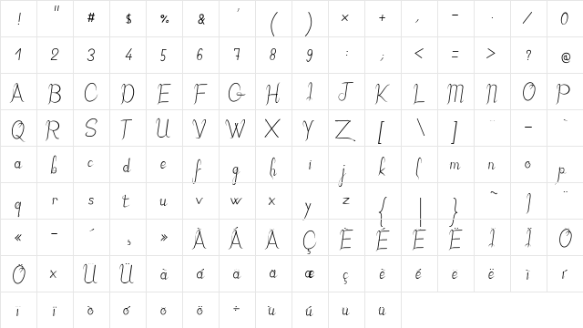 JBElegant regular  glyph index