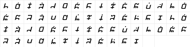 Gargish Bold Italic  glyph index