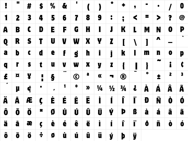 MotterCorpusCondICG Regular  glyph index