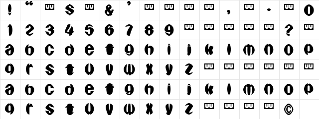 Aragones Regular  glyph index