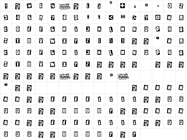 Punk Survival Regular  glyph index
