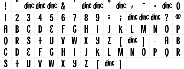 Synchronicity Regular  glyph index