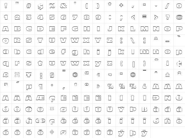 Antique Olive Nord Outline P Regular  glyph index