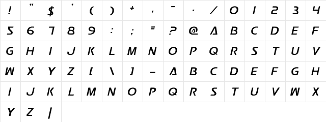 Postmaster Regular  glyph index