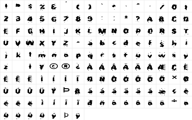 FZ WACKY 30 EX Normal  glyph index