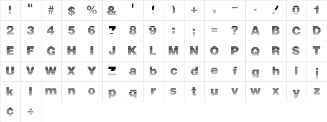 StripedSansBlack Regular  glyph index