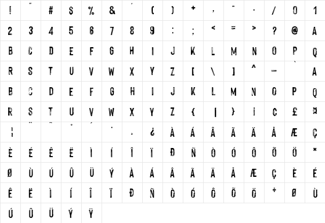 Hackney Vector  glyph index