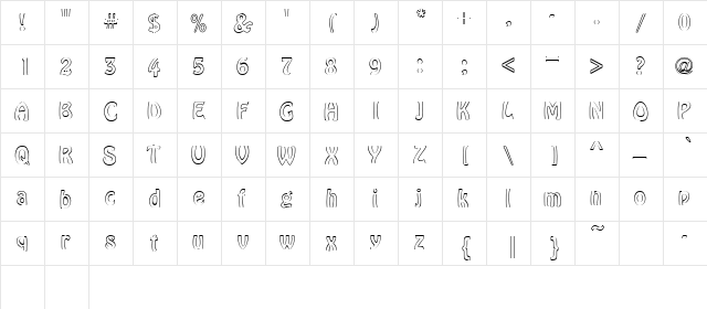 VALERIE Regular  glyph index