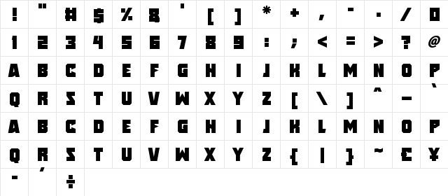 Speed Freaks Regular  glyph index