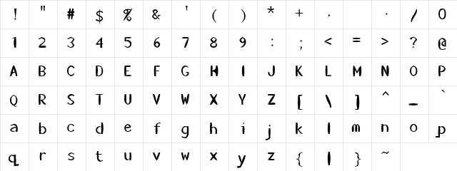 KillerStumps Regular  glyph index