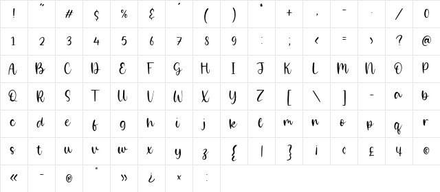 Rainbow Universe Regular  glyph index