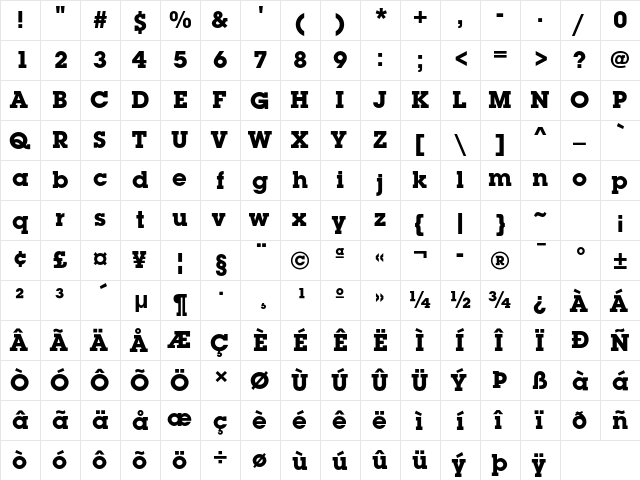 ITC Lubalin Graph Std Bold  glyph index
