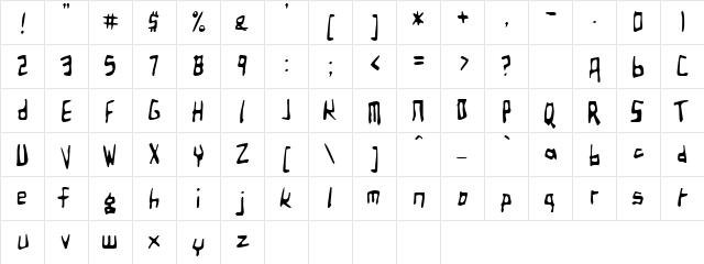 Sunken Dog Regular  glyph index