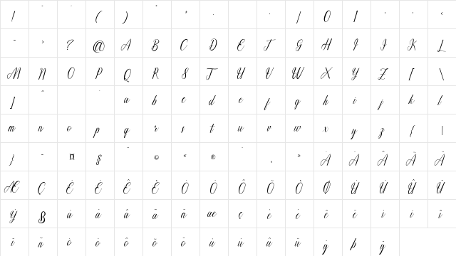 Balithya Regular  glyph index