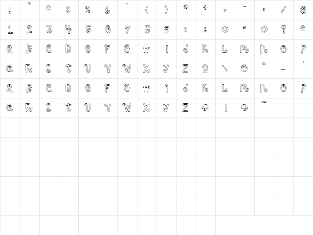 Doodle Summer Regular  glyph index
