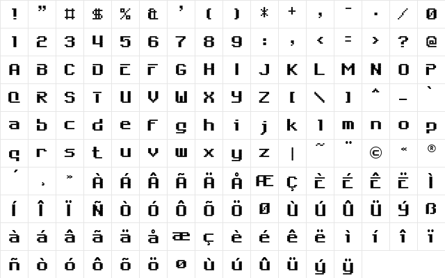 6809 Chargen Regular  glyph index