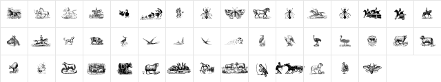 Animals Old Cuts Two Regular  glyph index