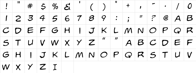 Whiz Bang Roman  glyph index