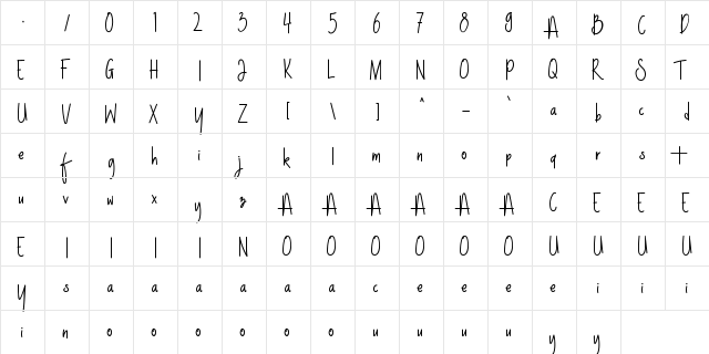 NightWork Regular  glyph index