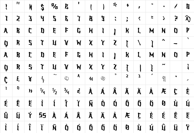 ConcavexStepper Regular  glyph index