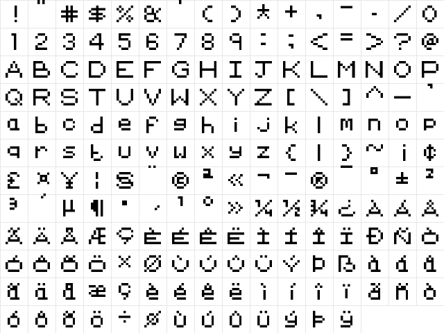 Old School Adventures Regular  glyph index