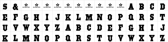 STRONGBOX Regular  glyph index