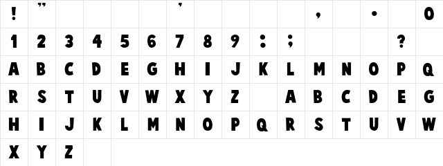 Cartoonist Kooky  glyph index