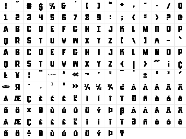 Anitlles Expanded Expanded  glyph index