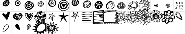 Pea Bethany's Doodles Regular  glyph index