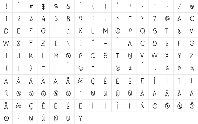 The Queens Gambit Regular  glyph index