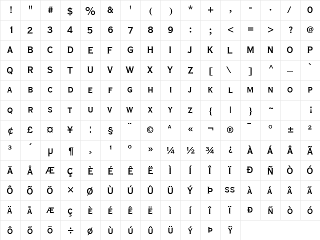 Copperplate Extra Condensed SSi Bold Extra Condensed  glyph index