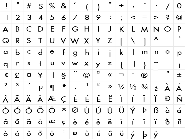 Fusi-Extended Normal  glyph index