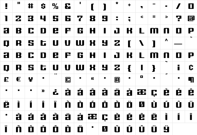 HOUSE3009 Spaceage-Heavy-Beta  glyph index