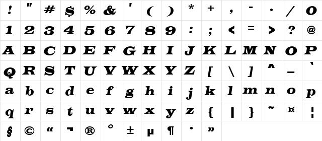 a_LatinoExp Italic  glyph index