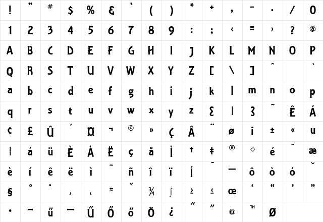 Jaddarack Regular  glyph index