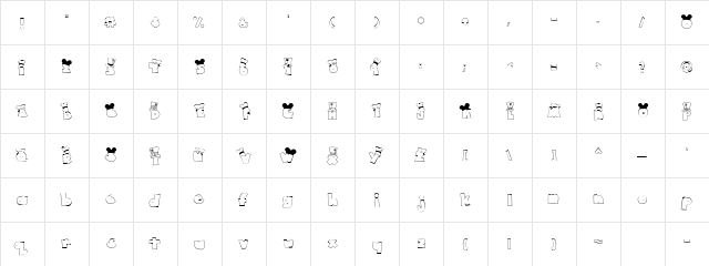 LD Happy Hats Regular  glyph index