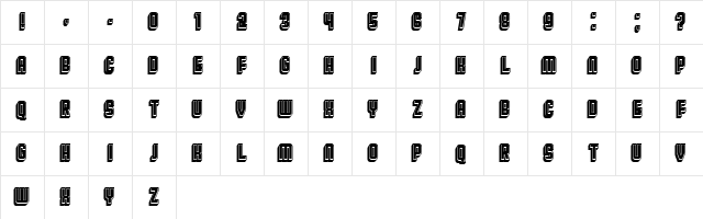 Broadway Flat 3D Filled Regular  glyph index